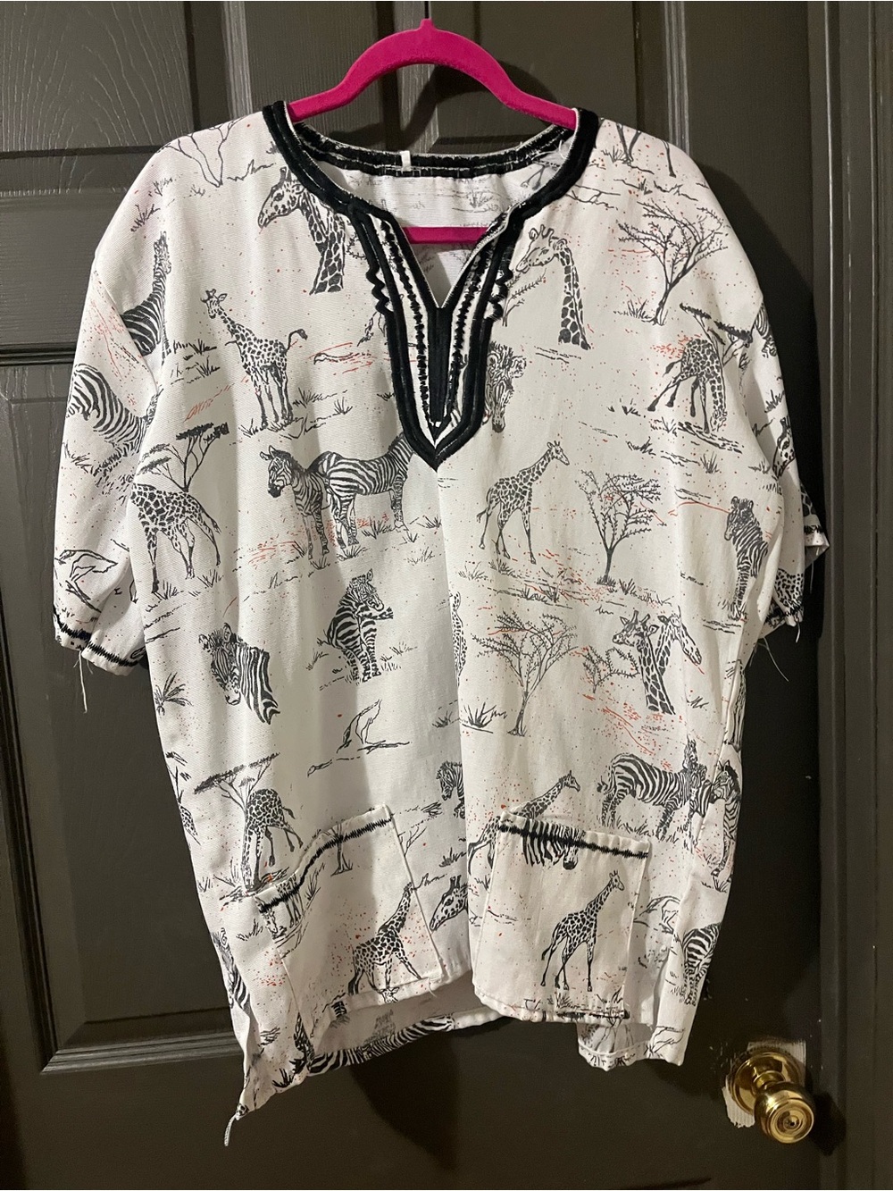 Safari Animal Print Tunic Top in White and Black